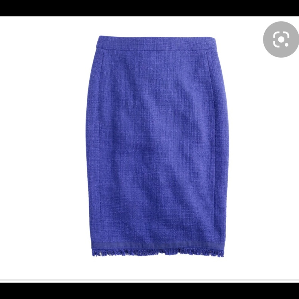 JCrew Royal Purple Blue Tweed Pencil Skirt Fringe